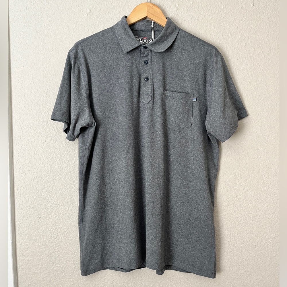 Marine Layer Weekend Sport Palmer Sport Polo Men Marge Heather Grey Short Sleeve